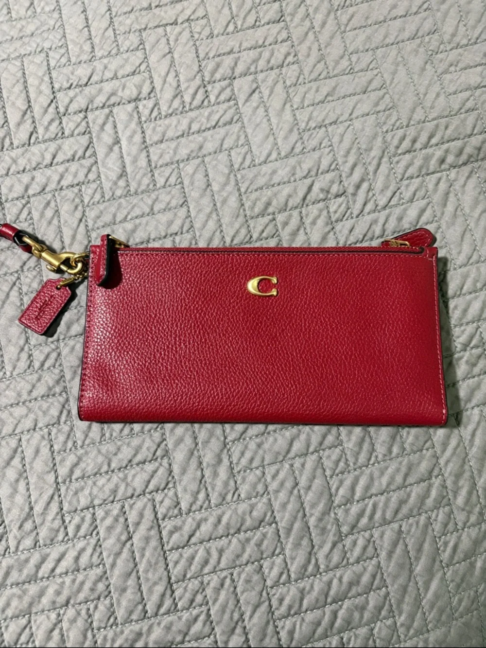 Coach Red Leather Wristlet Wallet - Picture 1 of 5